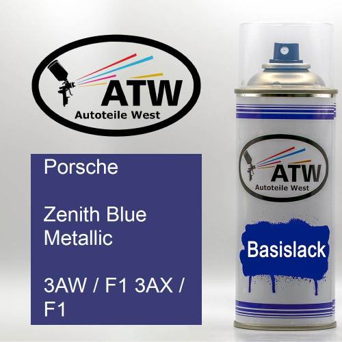 Porsche, Zenith Blue Metallic, 3AW / F1 3AX / F1: 400ml Sprühdose, von ATW Autoteile West.